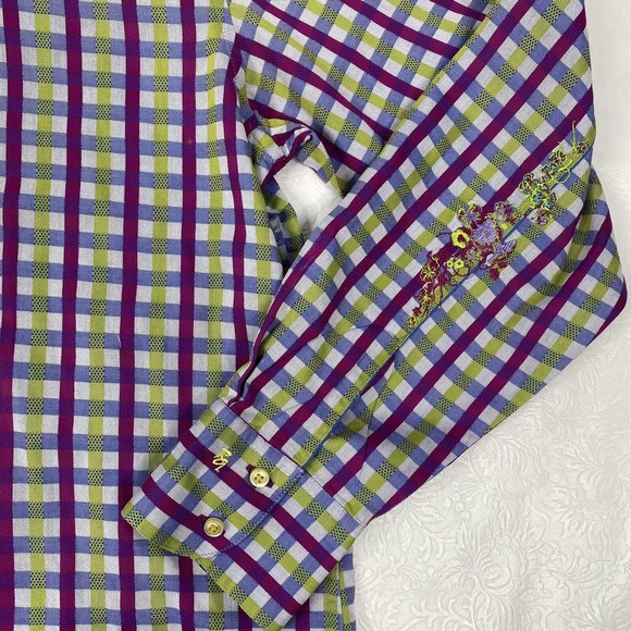 Robert Graham Sz L Plaid Button Up Shirt - Picture 4 of 11